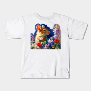 Fancy Mouse with Flowers Kids T-Shirt